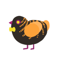 A mist and ultramarine chicken with a half-bar pattern