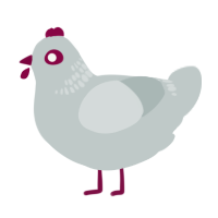 A silver chicken with a neck-band pattern