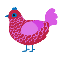 Mama, a crimson and orchid chicken with a lace pattern