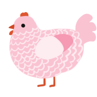 A rose chicken with a lace pattern