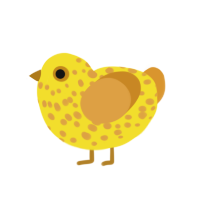 A yellow and orange chicken with a speckle pattern