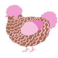 A brown and pink chicken with a lace pattern