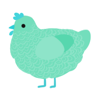 A mint chicken with a double-lace pattern