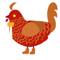 Infir, a red and brown chicken with a lace pattern