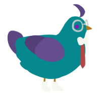 koana, a teal and overcast chicken