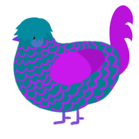 A sea and amethyst chicken with a lace pattern