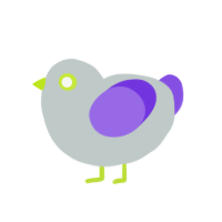 A silver and blurple chicken