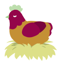 A gold and maroon chicken with a head pattern