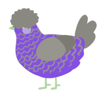 A blurple and ash chicken with a lace pattern