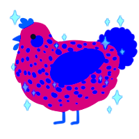 A maroon and overcast chicken with a bar pattern