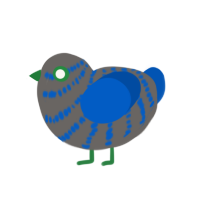 A grey and ultramarine chicken with a bar pattern