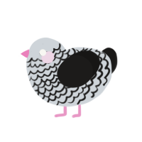 A mist and sable chicken with a lace pattern