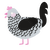 A mist and sable chicken with a lace pattern