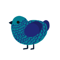 A sea and navy chicken with a lace pattern
