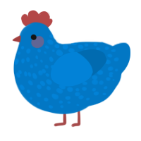 Gawain, a sapphire chicken with a speckle pattern