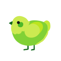A grass and lime chicken with a head pattern