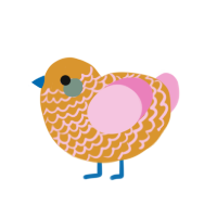 A orange and pink chicken with a lace pattern