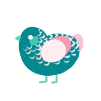 A teal and rose chicken with a half-lace pattern