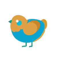 A cerulean and orange chicken with a head pattern