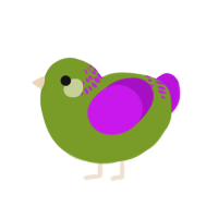 A chartreuse and amethyst chicken with a neck-band pattern