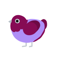 Grapes Jr, a lilac and wine chicken with a head pattern