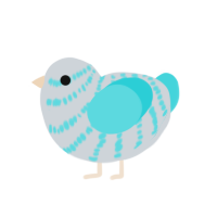 A mist and aqua chicken with a bar pattern