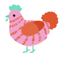 A pink and vermilion chicken with a bar pattern