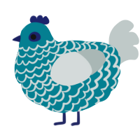A sea and silver chicken with a lace pattern
