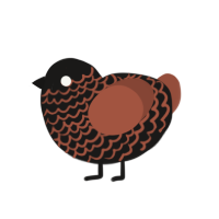 Burnt Pinecone, a sable and russet chicken with a lace pattern