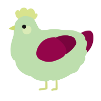 A gluppy and maroon chicken