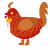 Infir, a red and brown chicken with a lace pattern