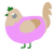 A lavender and beige chicken with a head pattern