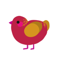 A crimson and ochre chicken with a neck-band pattern