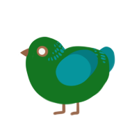 A leaf and teal chicken with a neck-band pattern