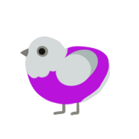 A amethyst and silver chicken with a head pattern