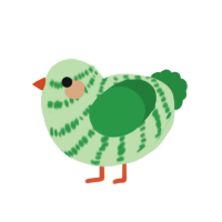 A gluppy and viridian chicken with a bar pattern