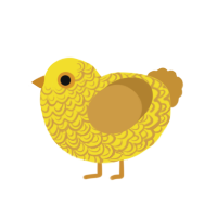 A yellow and gold chicken with a double-lace pattern