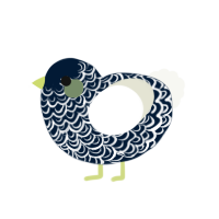 A tumblr and white chicken with a double-lace pattern