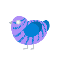 A lilac and sapphire chicken with a bar pattern