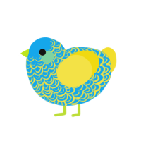 A sky and yellow chicken with a double-lace pattern
