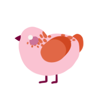 A rose and vermilion chicken with a neck-speckle pattern