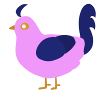 A lavender and navy chicken