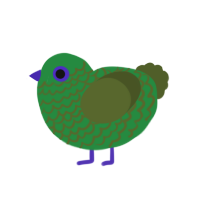 A viridian and olive chicken with a lace pattern