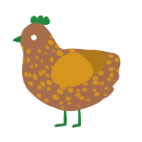 A brown and ochre chicken with a speckle pattern