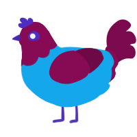 A sky and wine chicken with a head pattern
