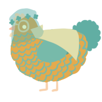 A orange and sky chicken with a lace pattern