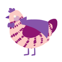 A rose and plum chicken with a bar pattern