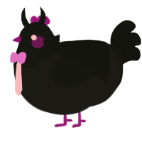 A sable and black chicken with a head pattern