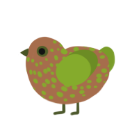 A brown and chartreuse chicken with a speckle pattern