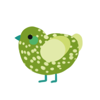 A chartreuse and lemon chicken with a speckle pattern
